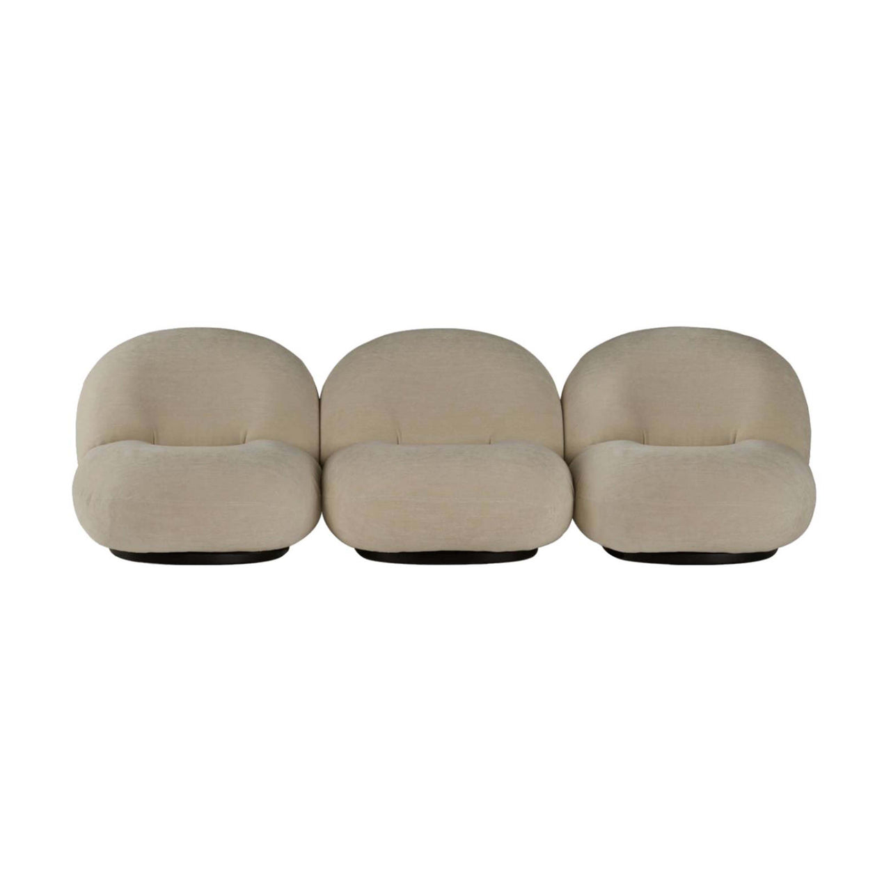 Pacha Sofa: 3 Seater + Black Semi Matt + Without Armrest