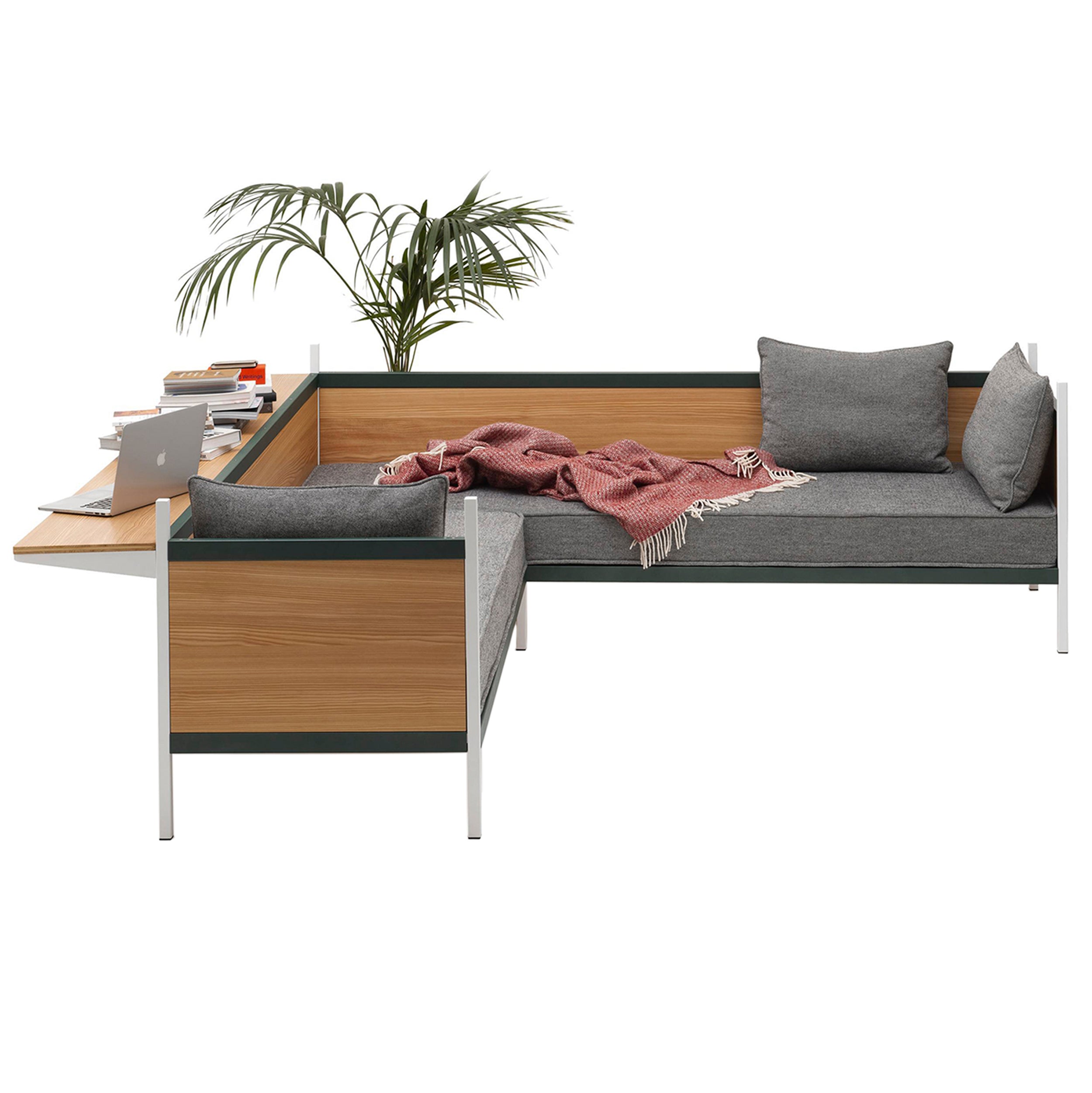 Grid Corner Sofa with Low Partition: Larch Panel
