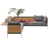 Grid Corner Sofa with Low Partition: Larch Panel