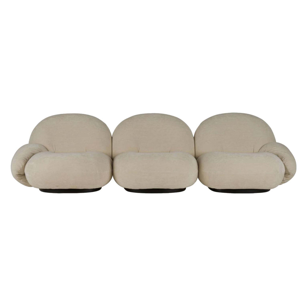 Pacha Sofa: 3 Seater + Black Semi Matt + With Armrest