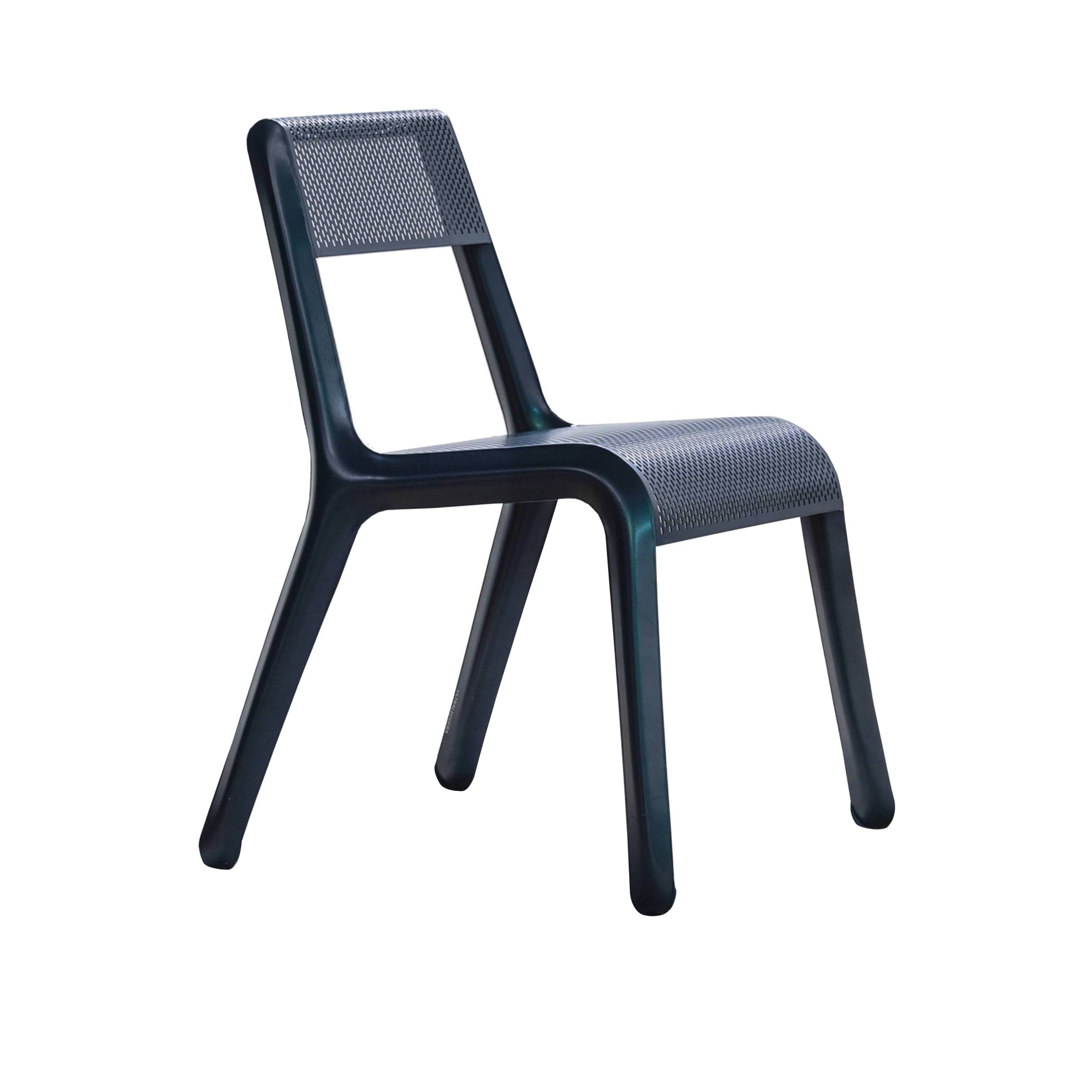 Leggera Chair: Grey Blue Matt Steel