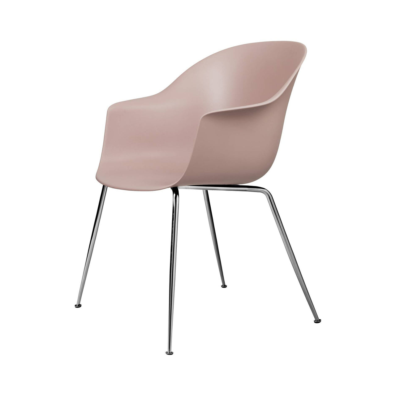 Bat Dining Chair: Conic Base + Chrome + Sweet Pink + Felt Glides