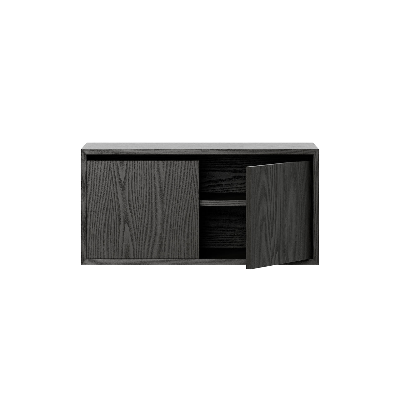 New Works Wall Cabinet with Doors: Low + Black Ash