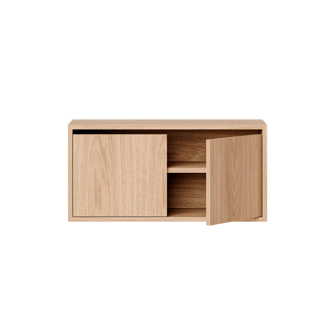 New Works Wall Cabinet with Doors: Low + Oak