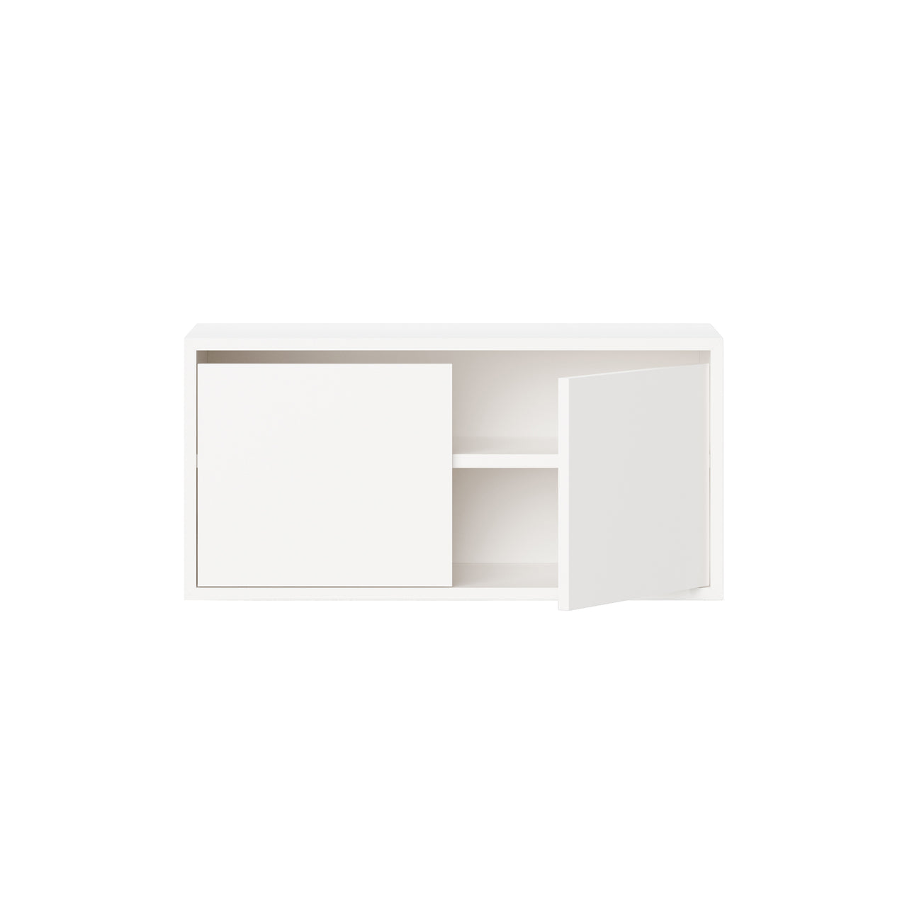 New Works Wall Cabinet with Doors: Low + White