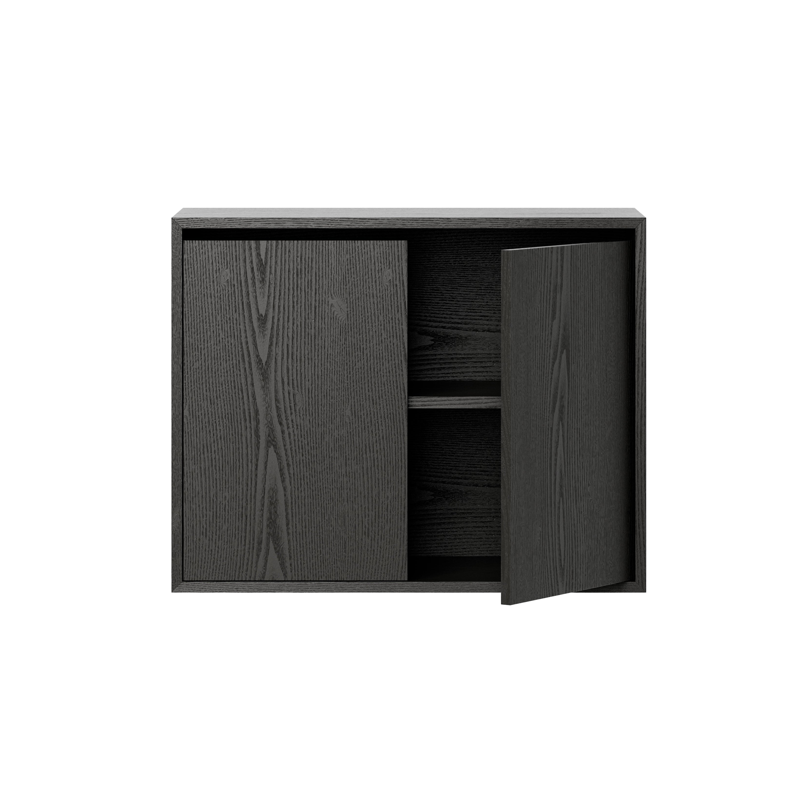 New Works Wall Cabinet with Doors: Tall + Black Ash