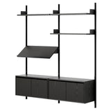 New Works Living Shelf Cabinets Low with Doors: Black Ash + Black