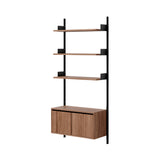 New Works Wall Shelf Cabinet with Doors: Low + Walnut + Black
