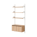 New Works Wall Shelf Cabinet with Doors: Low + Oak + White