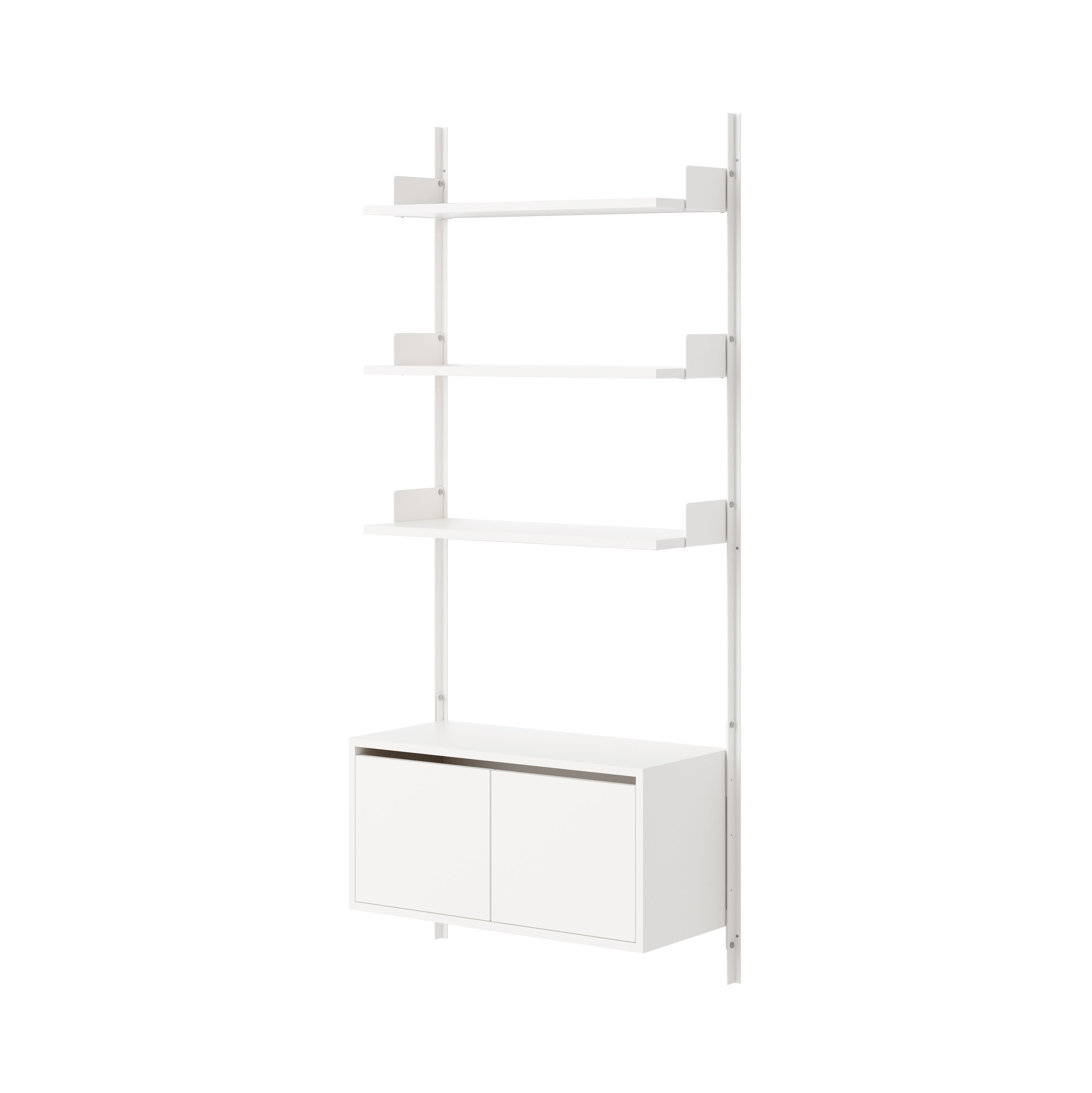 New Works Wall Shelf Cabinet with Doors: Low + White