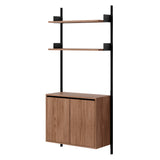 New Works Wall Shelf Cabinet with Doors: Tall + Walnut + Black