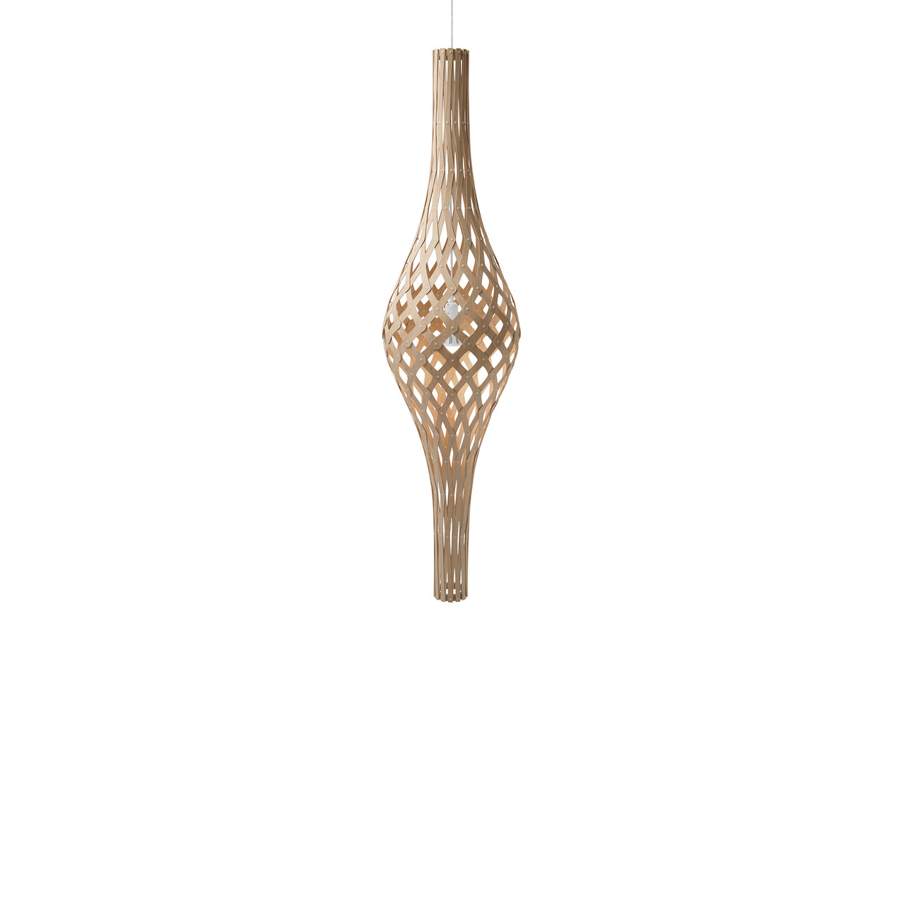 Nikau Full Pendant Light: Bamboo + White