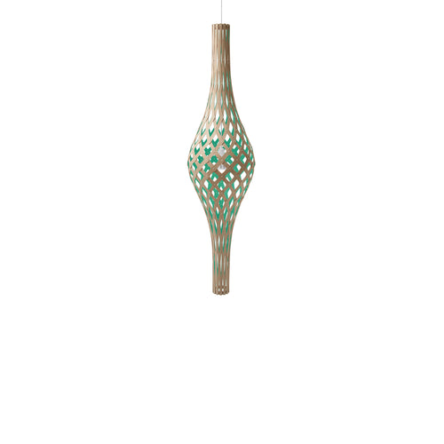 Nikau Full Pendant Light: Bamboo + Aqua + White