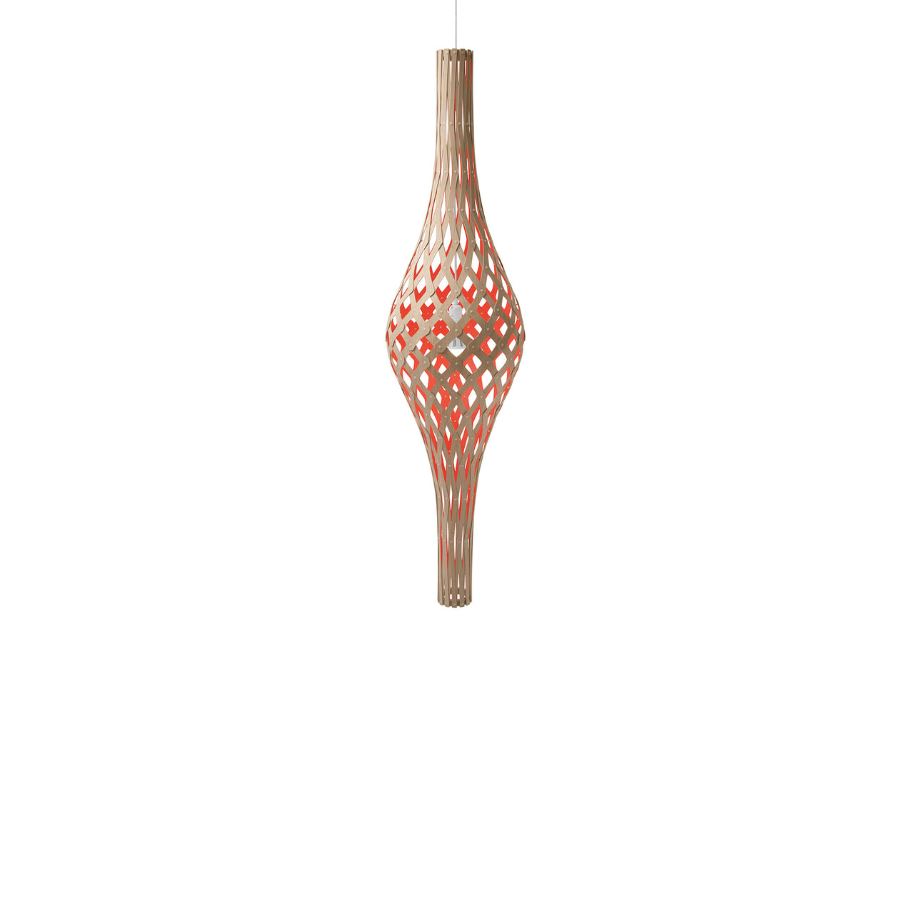 Nikau Full Pendant Light: Bamboo + Red + White