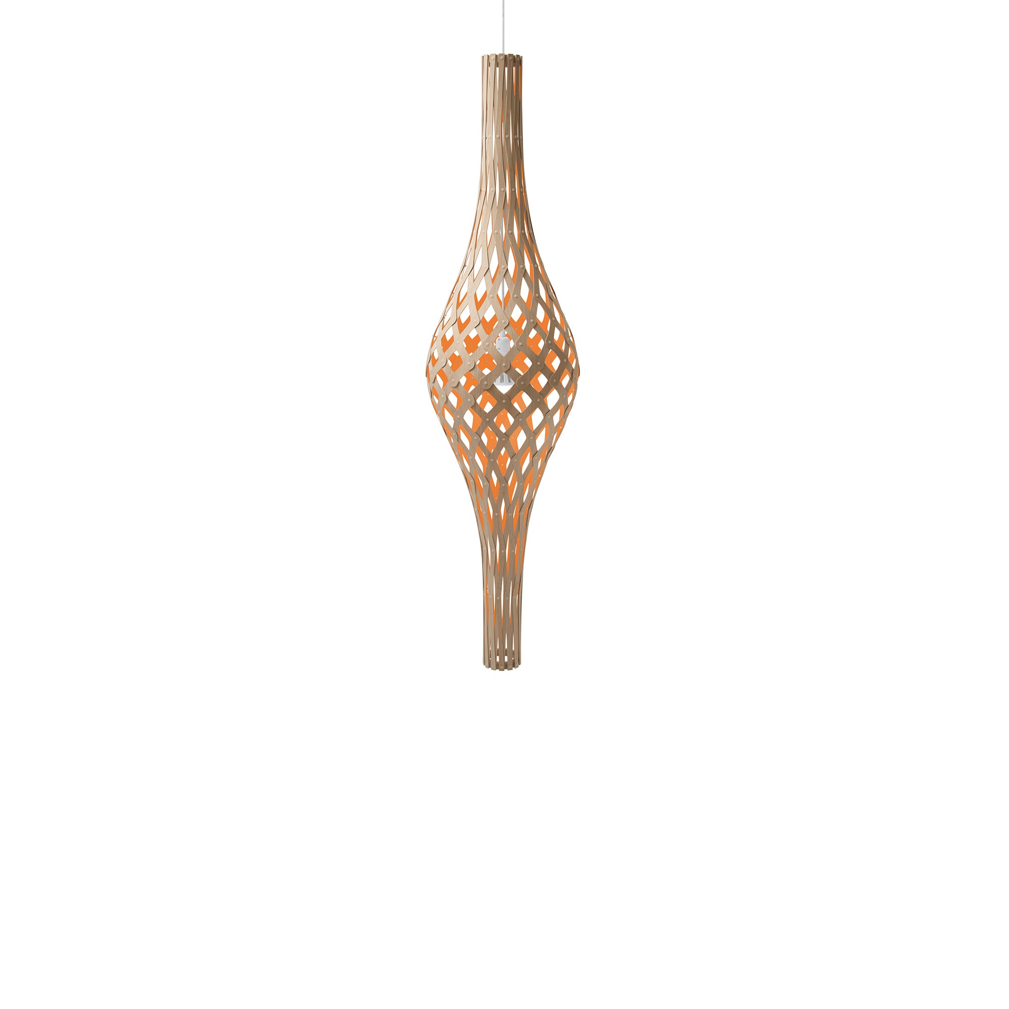 Nikau Full Pendant Light: Bamboo + Orange + White