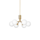Apiales 6 Pendant Light: Brushed Brass + Opal White + Gold