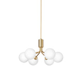 Apiales 6 Pendant Light: Brushed Brass + Opal White + Gold