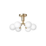 Apiales 6 Ceiling Lamp: Brushed Brass + Opal White