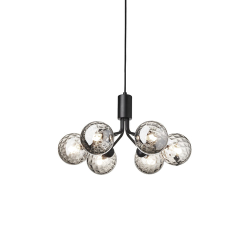 Apiales 6 Pendant Light: Satin Black + Optic Smoked + Black