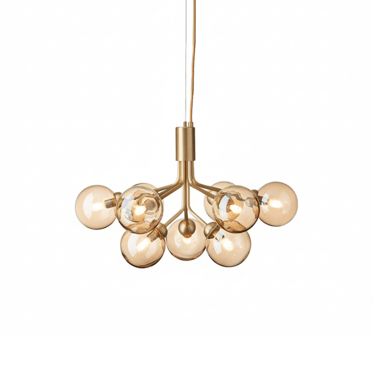 Apiales 9 Chandelier: Brushed Brass + Gold + Gold