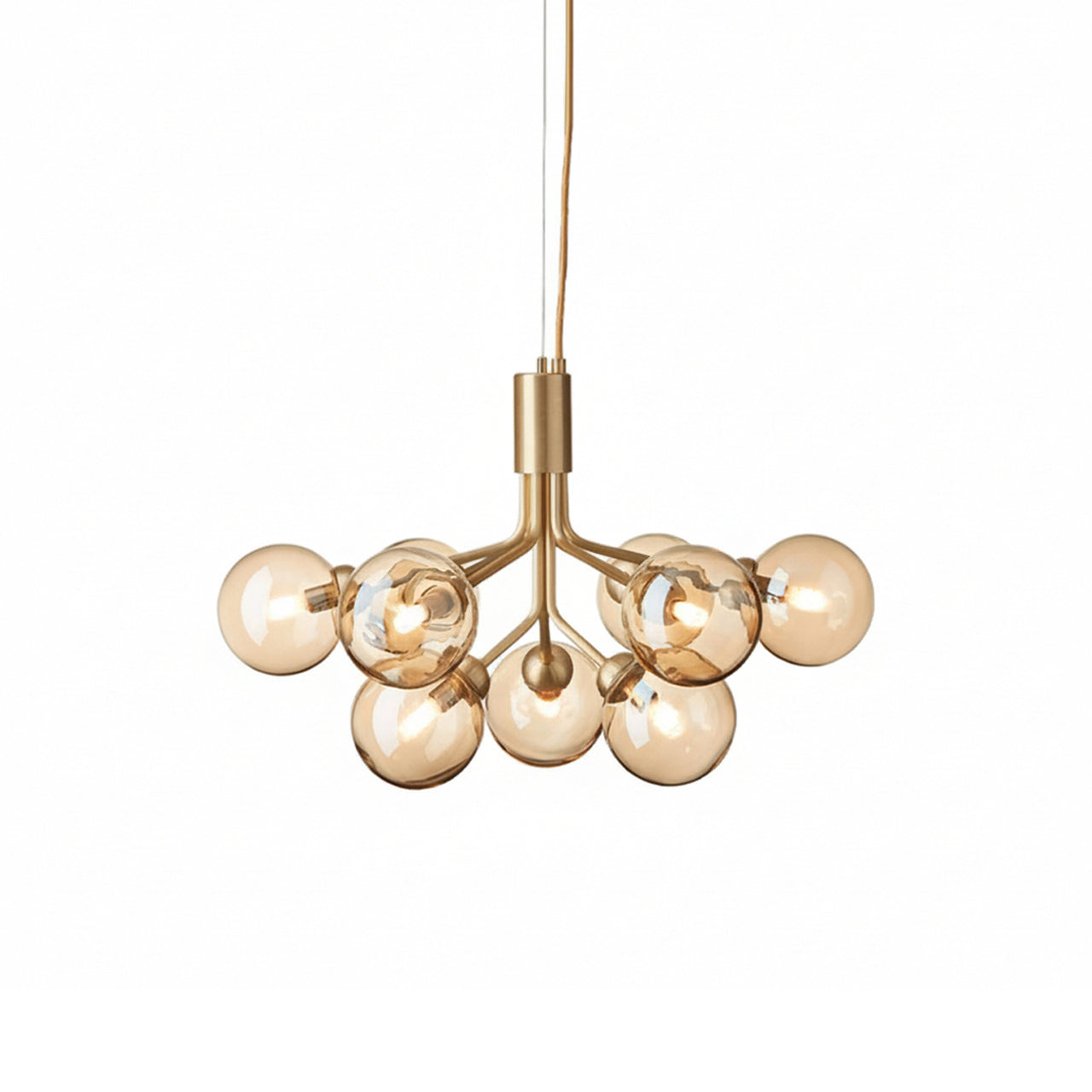 Apiales 9 Chandelier: Brushed Brass + Gold + Gold