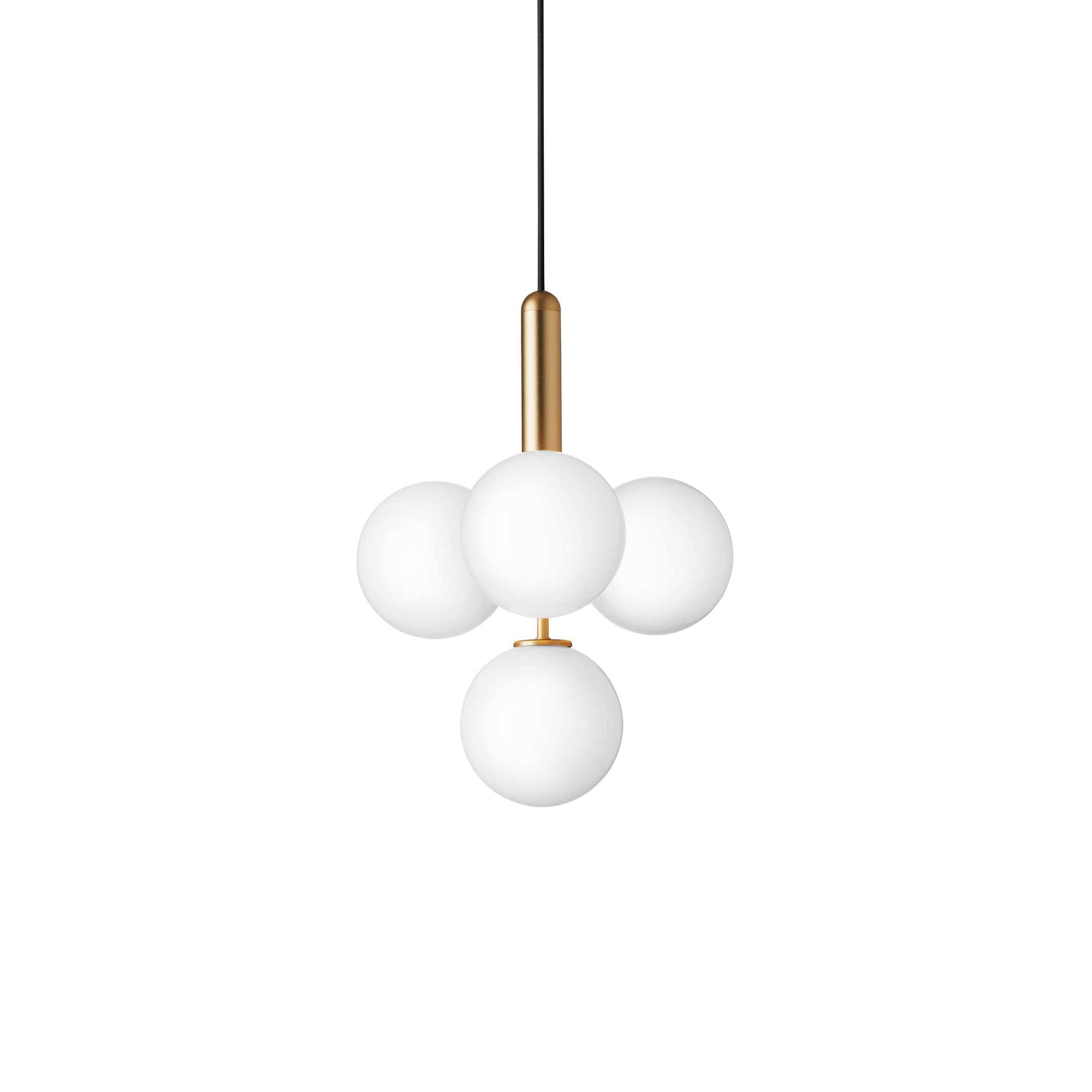 Miira 4 Chandelier: Brass + Opal White