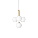 Miira 4 Chandelier: Brass + Opal White