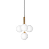 Miira 4 Chandelier: Opal White + Brass