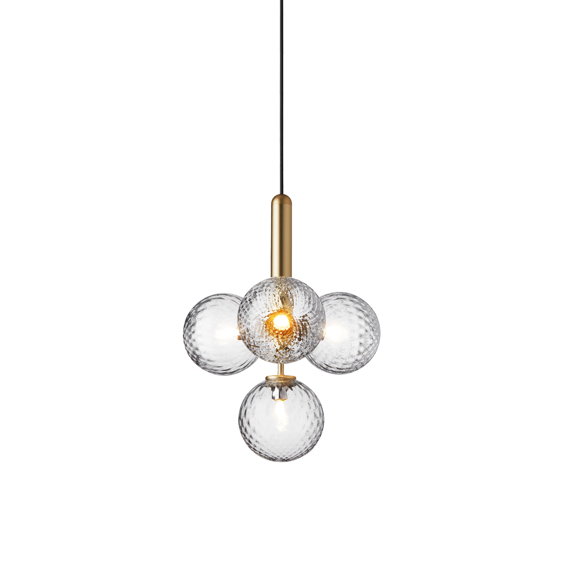 Miira 4 Chandelier: Optic Clear + Brass