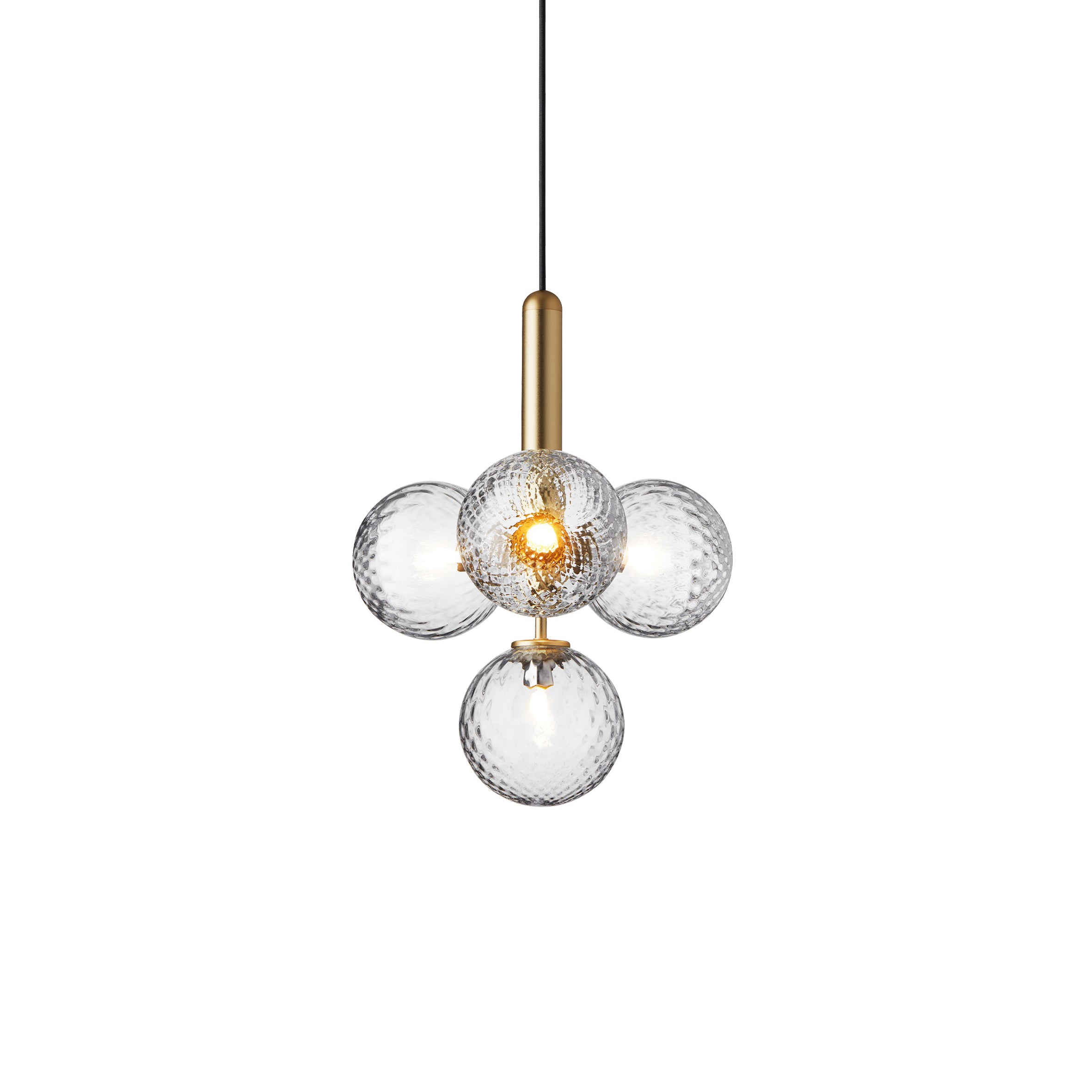 Miira 4 Chandelier: Brass + Optic Clear