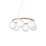 Miira 6 Circular Chandelier: Opal White + Brass