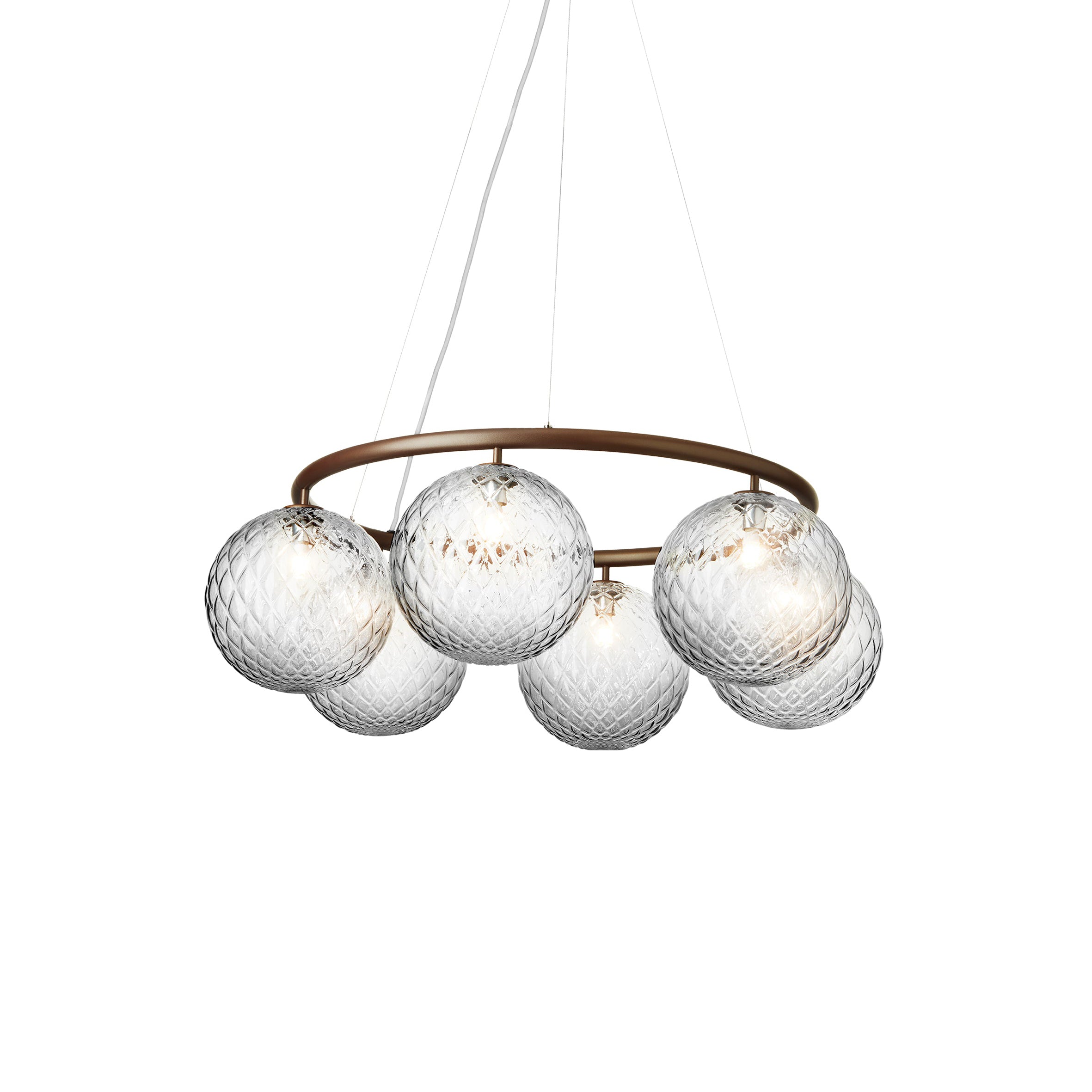 Miira 6 Circular Chandelier: Optic Clear + Dark Bronze