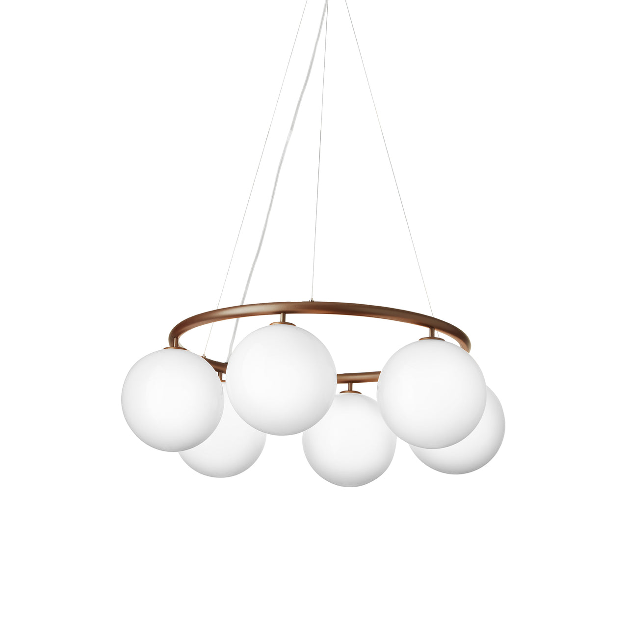 Miira 6 Circular Chandelier: Optal White + Dark Bronze