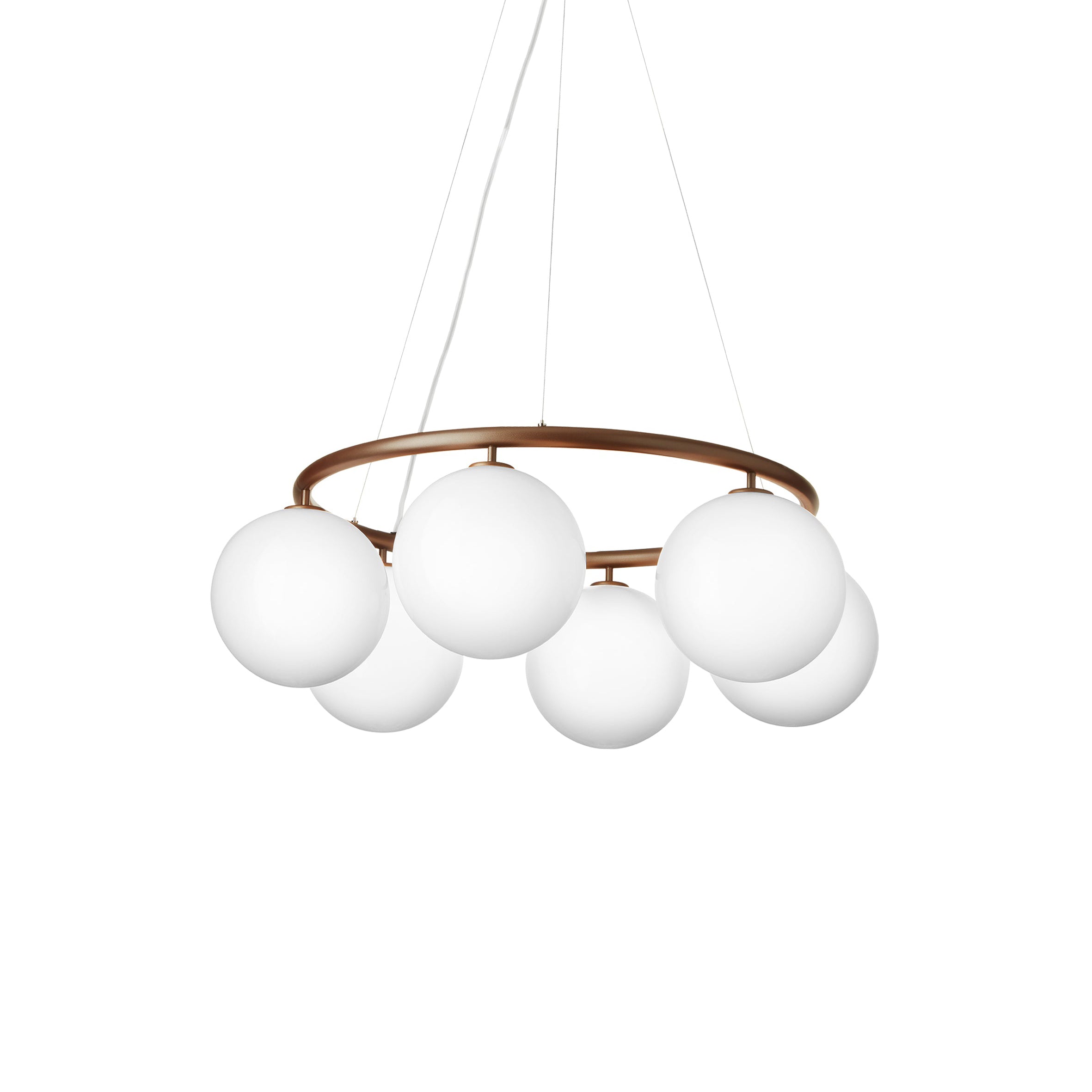 Miira 6 Circular Chandelier: Optal White + Dark Bronze