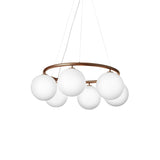 Miira 6 Circular Chandelier: Optal White + Dark Bronze