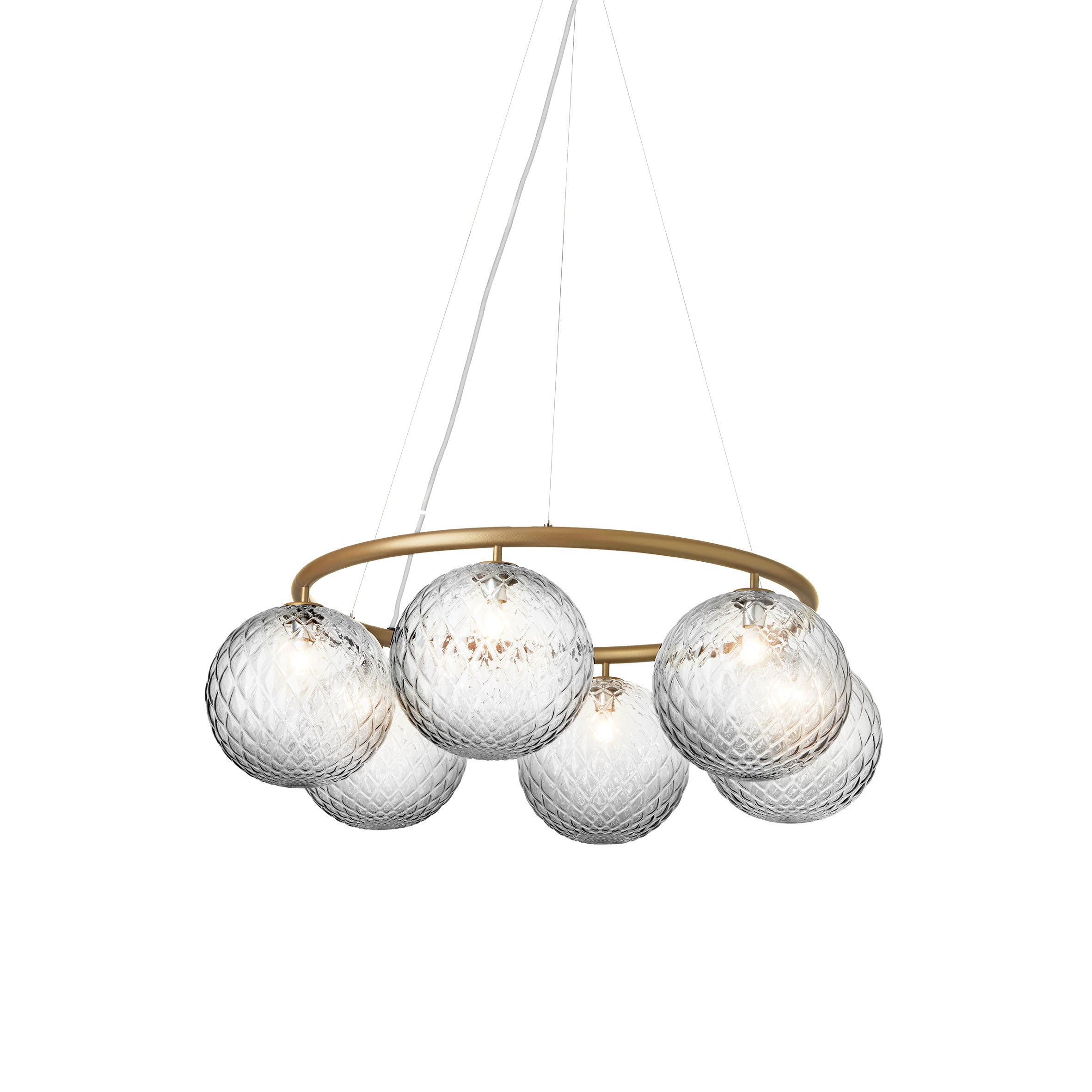 Miira 6 Circular Chandelier: Optic Clear + Brass