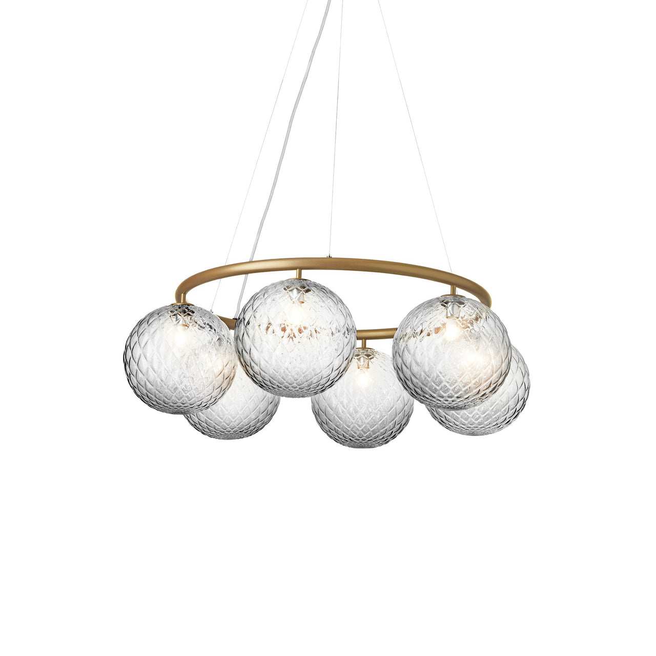 Miira 6 Circular Chandelier: Optic Clear + Brass