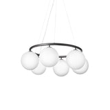 Miira 6 Circular Chandelier: Opal White + Rock Grey