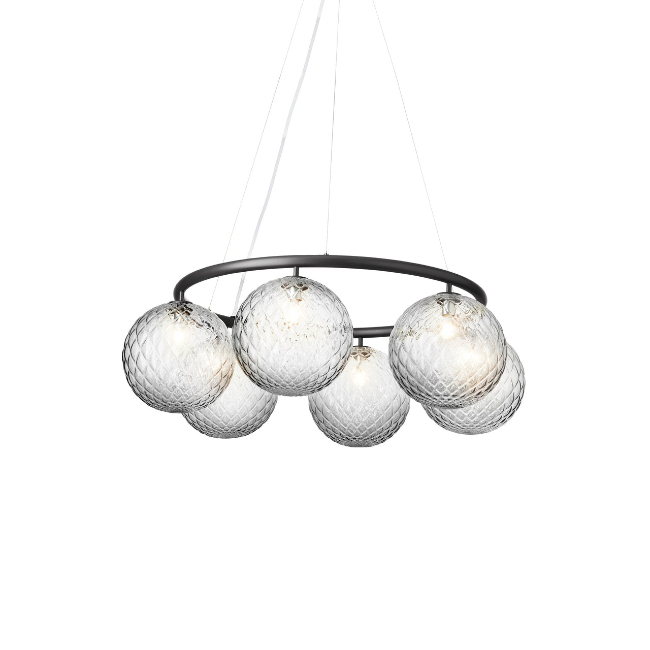 Miira 6 Circular Chandelier: Optic Clear + Rock Grey