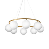 Miira 8 Circular Chandelier: Opal White + Brass