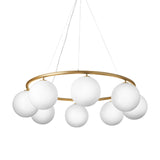 Miira 8 Circular Chandelier: Opal White + Brass