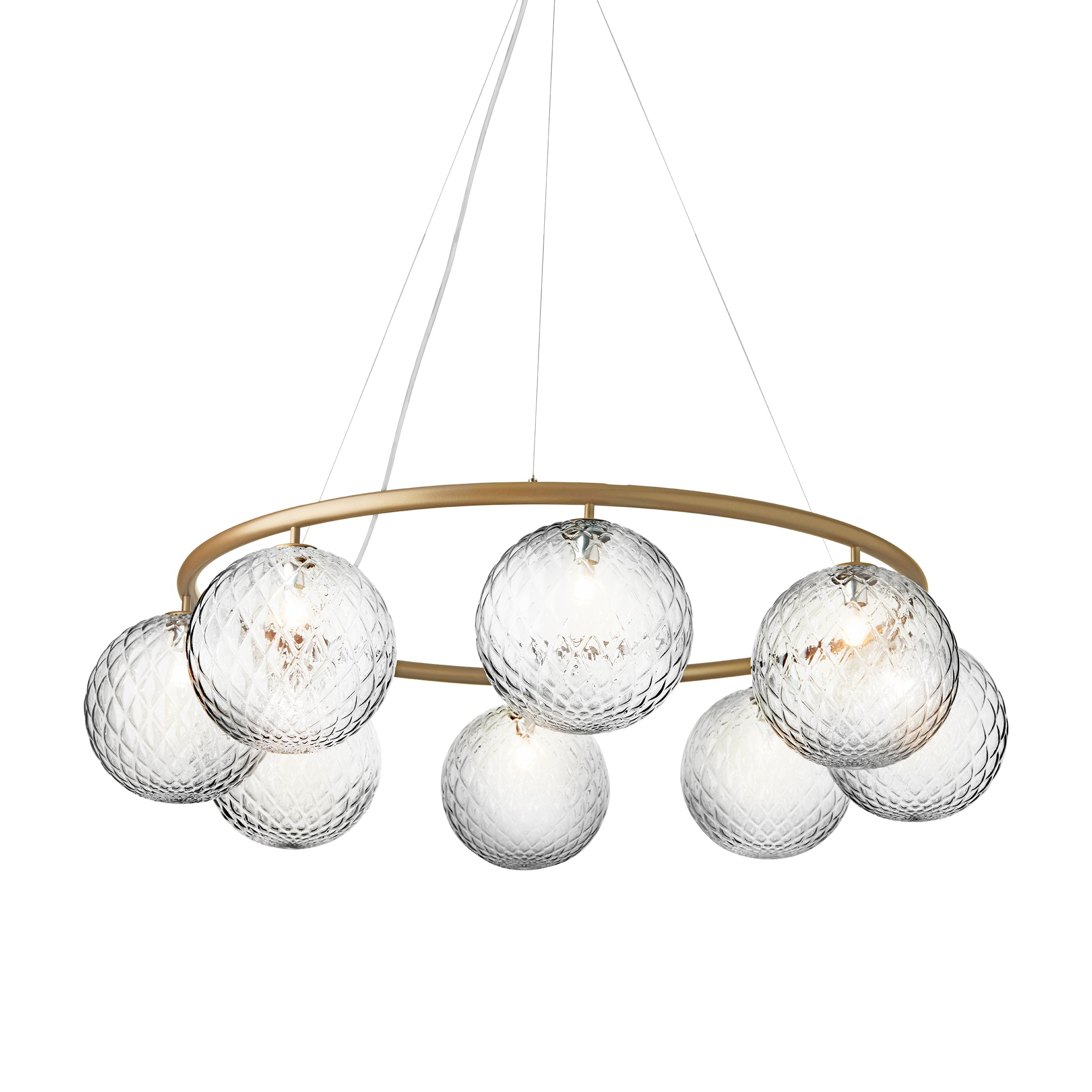 Miira 8 Circular Chandelier: Optic Clear + Brass