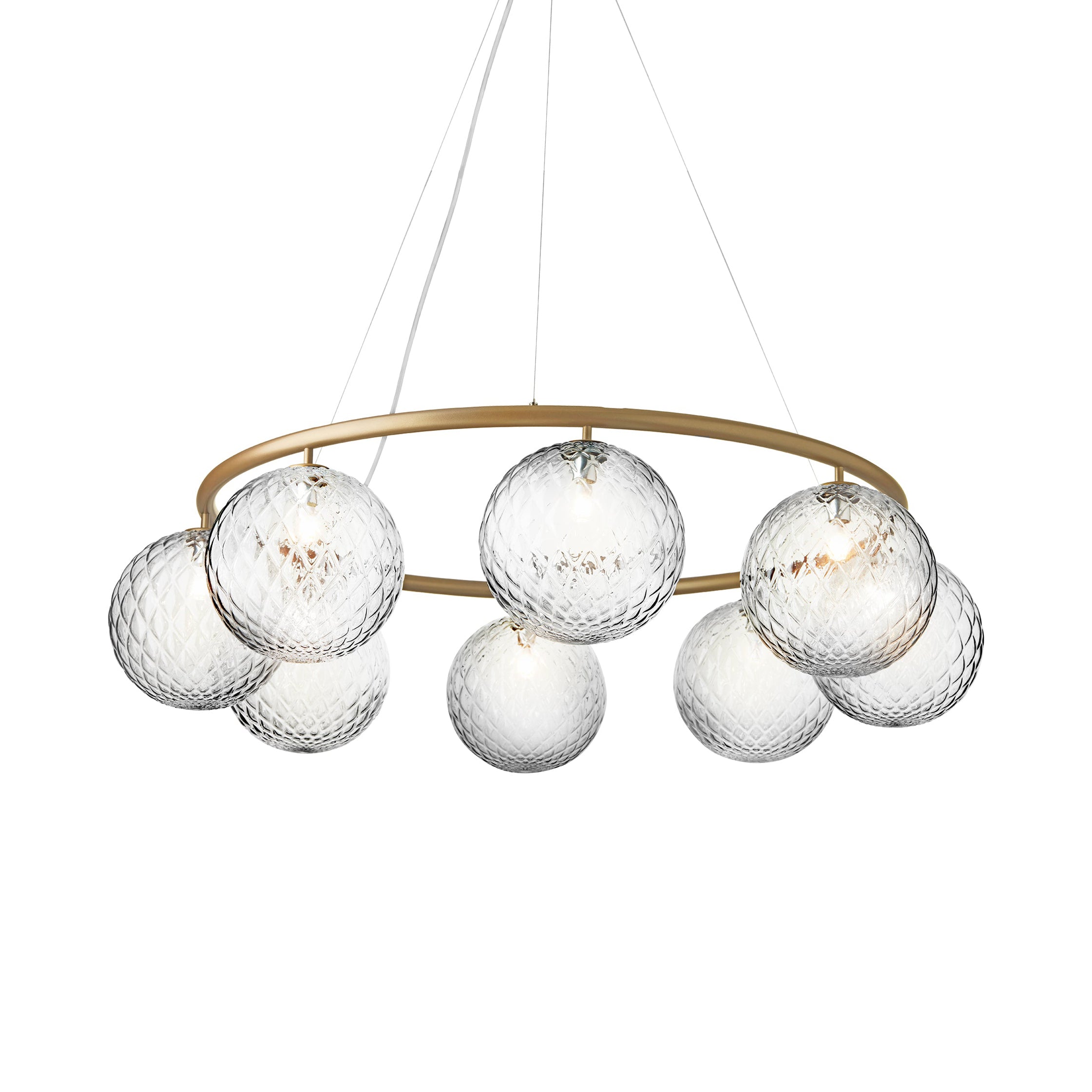 Miira 8 Circular Chandelier: Optic Clear + Brass