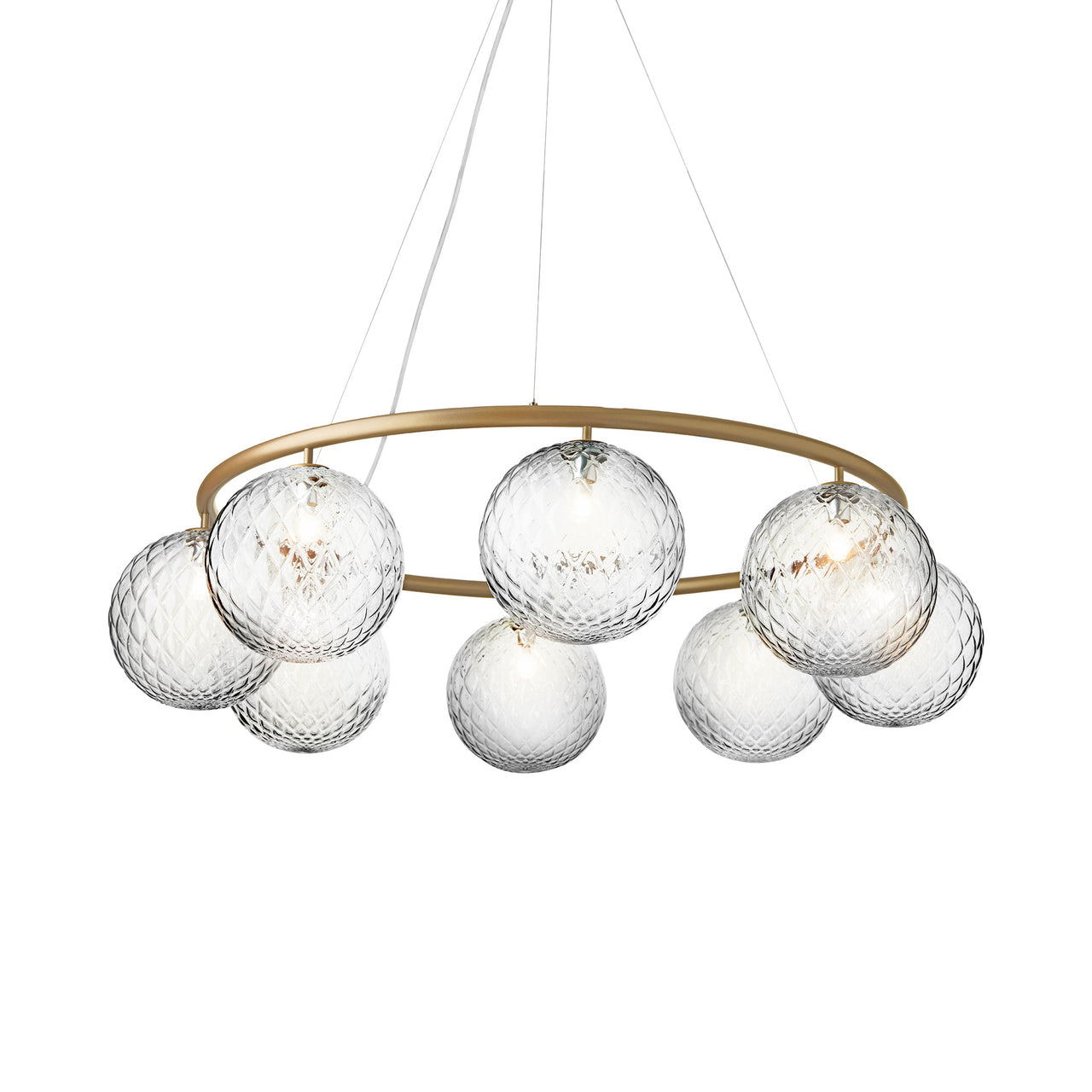 Miira 8 Circular Chandelier: Optic Clear + Brass