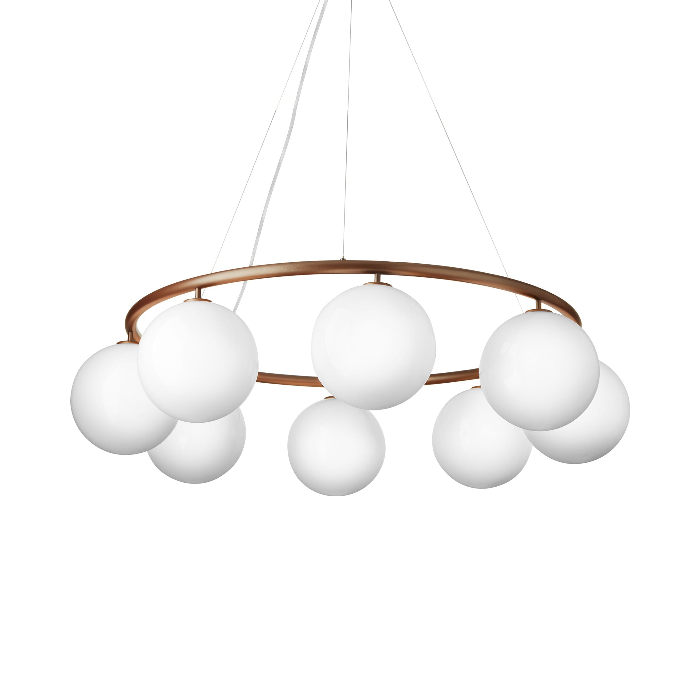 Miira 8 Circular Chandelier: Opal White + Dark Bronze