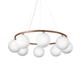 Miira 8 Circular Chandelier: Opal White + Dark Bronze