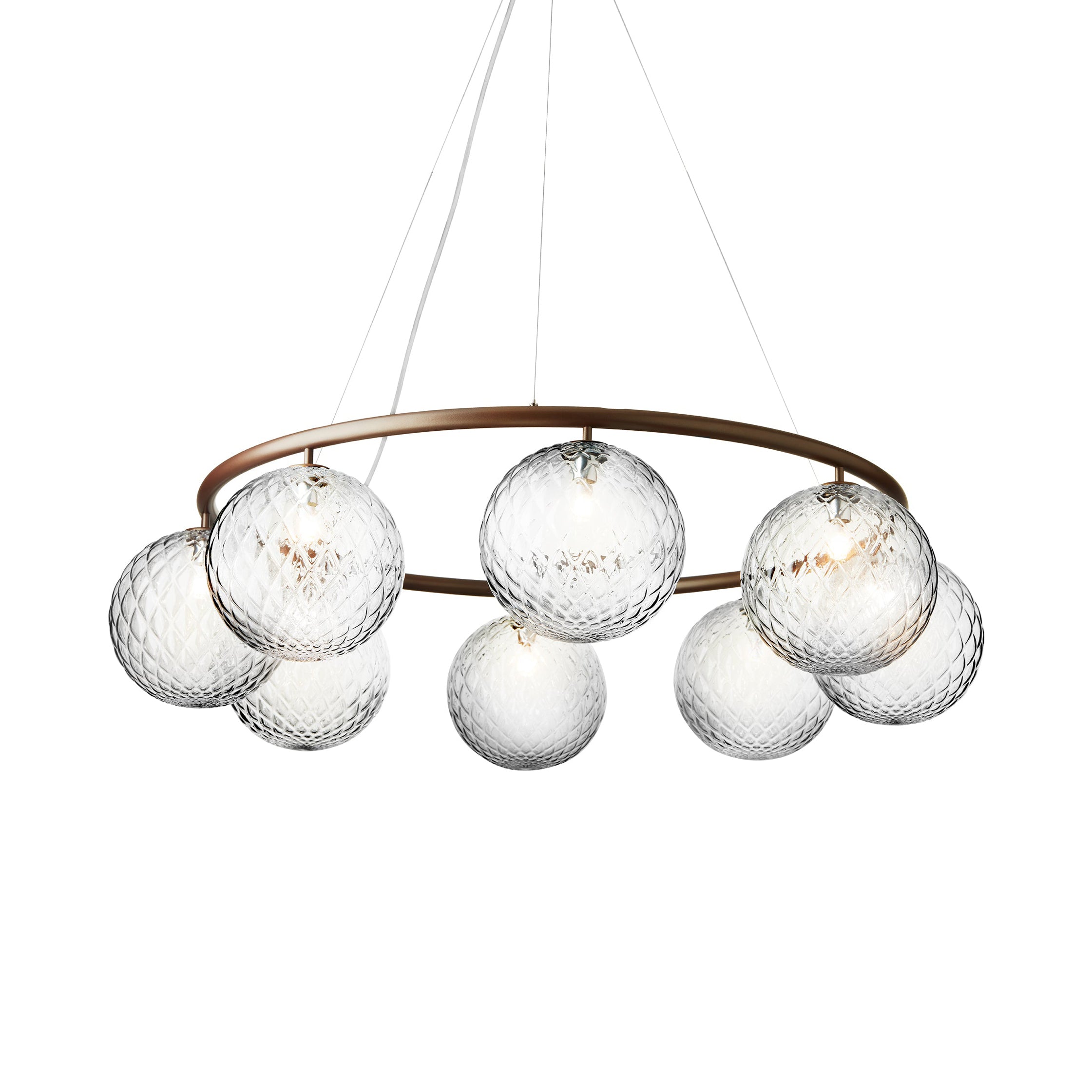 Miira 8 Circular Chandelier: Optic Clear + Dark Bronze
