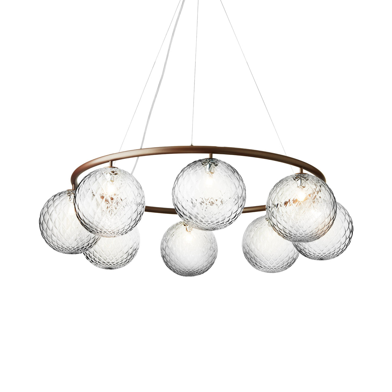Miira 8 Circular Chandelier: Optic Clear + Dark Bronze