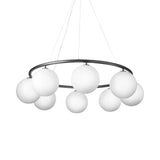 Miira 8 Circular Chandelier: Opal White + Rock Grey