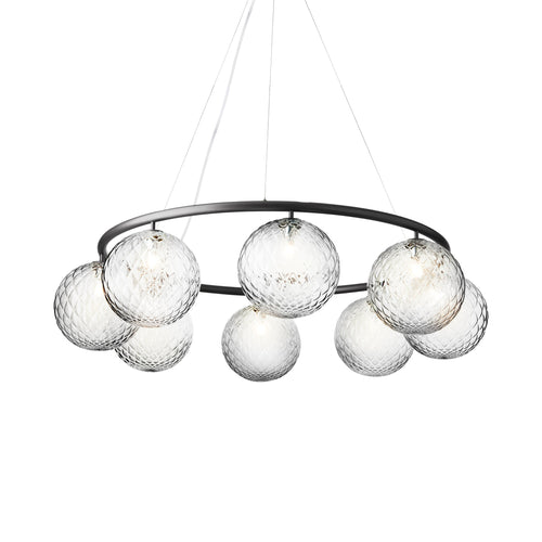 Miira 8 Circular Chandelier: Optic Clear + Rock Grey